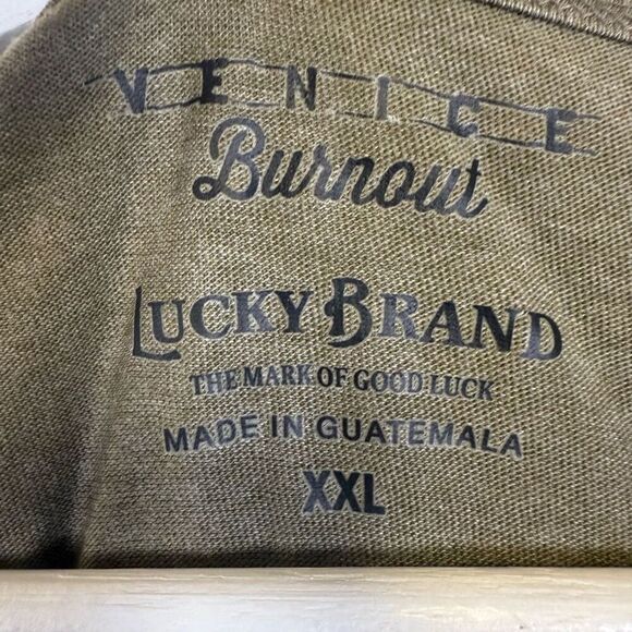 Brand New Lucky Brand Venice Burnout Men's XXL 2XL Light Brown T-Shirt Buttoned - Picture 5 of 8